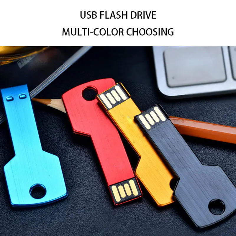 OEM Custom Metal USB Key Shaped Pen Drive 8GB 16GB 32GB Support 2.0 Key Flash Memory USB Stick - ANKUX.COM