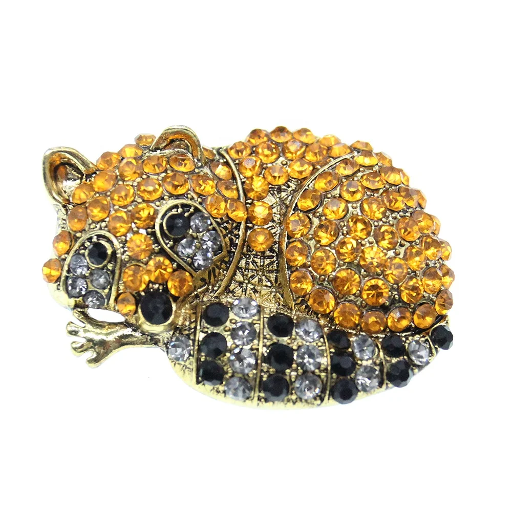 

GuangZhou professiom Fashion Jewelry Lovely Brown Raccoon For woman or man Animals rhinestone brooch pin