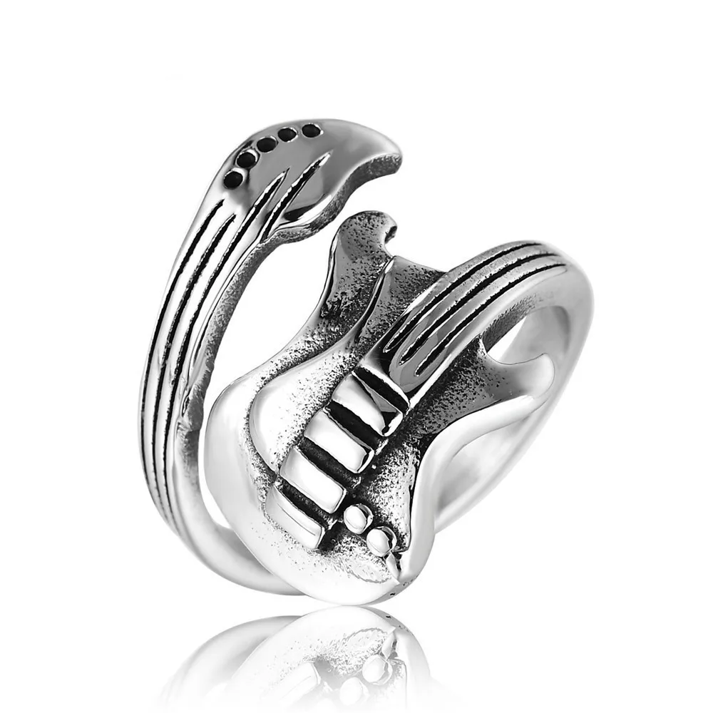 

Fashion Jewelry Hot Selling Supply Europe and the United States New Couples Accessories Rock Music Guitar Single Ring