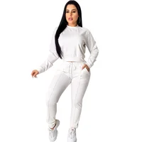 

White Black Crop Top Womens Jogging Tracksuit Manufacture