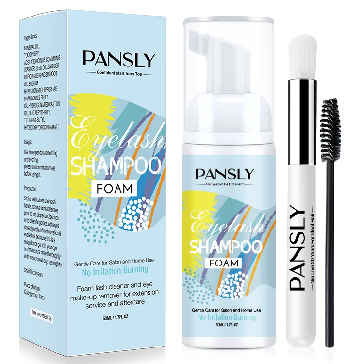 private label wholesale custom organic brush kit concentrate foam mink extension gentle wash eyelash cleanser lash shampoo