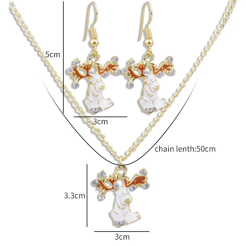 

Aug jewelry hot-selling explosive fashion Christmas set wild reindeer rhinestone earrings necklace two-piece jewelry