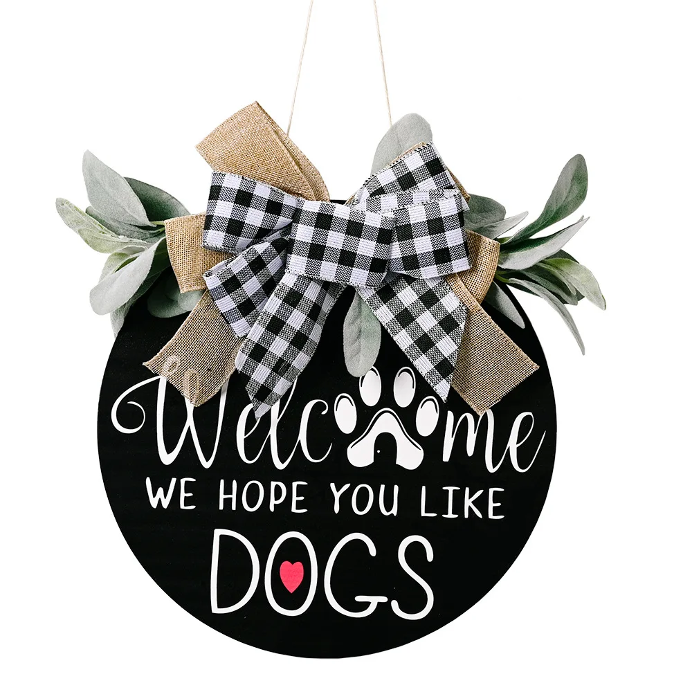 

Welcome Sign Wreaths Farmhouse Rustic Home Decor Round Wooden Sign Wall Front Door Hanging Ornament