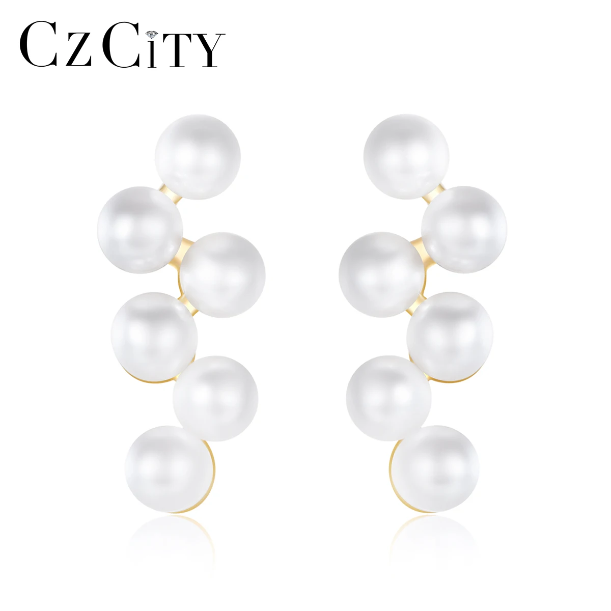 CZCITY Woman Earing Small Gold Plated 2022 Korean Ear Ring Fine Jewelry Zirconia Pearl Earring Stud