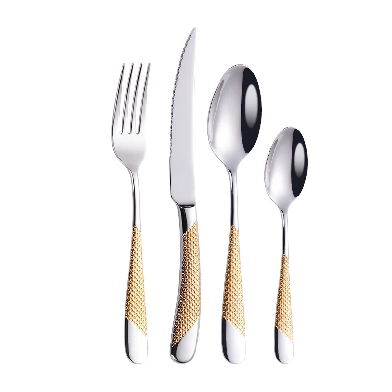 

Luxury Black gold cutlery set stainless steel flatware, As photo or customized