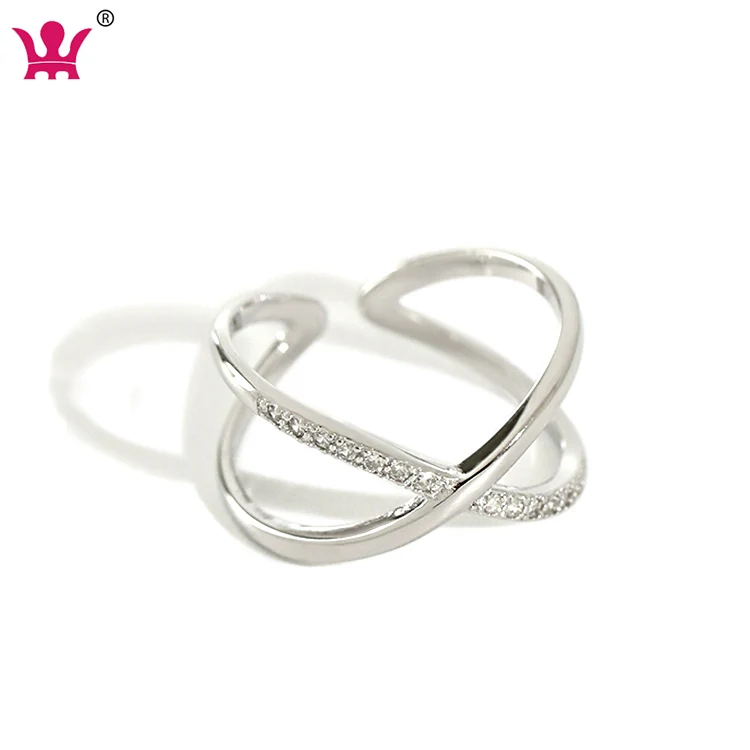 

925 Sterling Silver Cubic Zirconia CZ X Cross Ring Wedding Band for Women