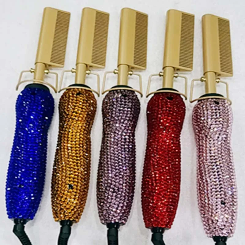 

Professional Copper Metal Hair Straightening Comb Brush Hot Electric Hair Straightener Comb For Hair,Bling Hot Comb, Multicolor