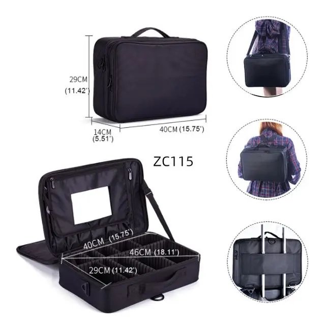 

Black Polyester Two Compartment Mirror Hard Shell Cosmetic Vanity Case