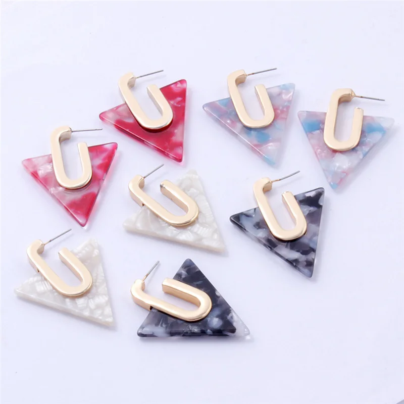 

Wholesale Colorful Pink Acrylic Triangle Shape Earrings Acrylic Acetate Earring Pieces
