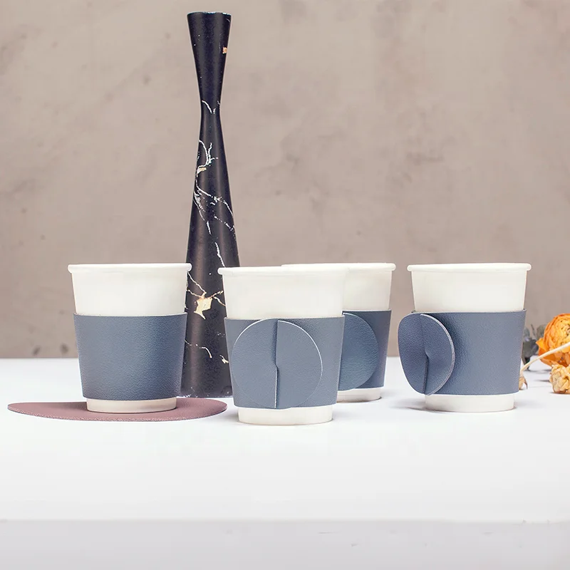 

YY Factory Stock Pu Leather Cup Sleeve Holder for Coffee/Tea Cup