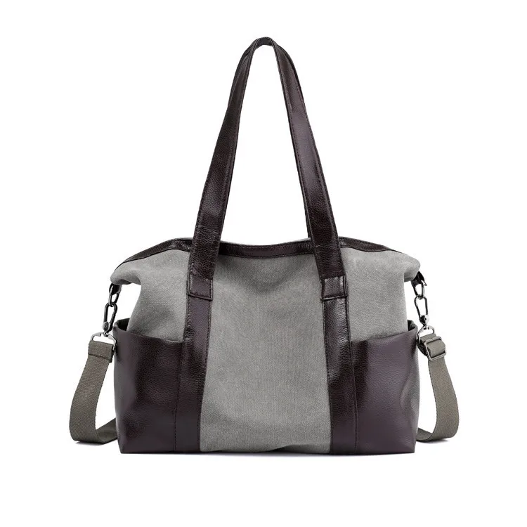 

Top Leather Handle canvas handbags totes women Shoulder Tote Bag Handbag Lady Messenger Bag sacs a main femme, Red kahaki blue black gray