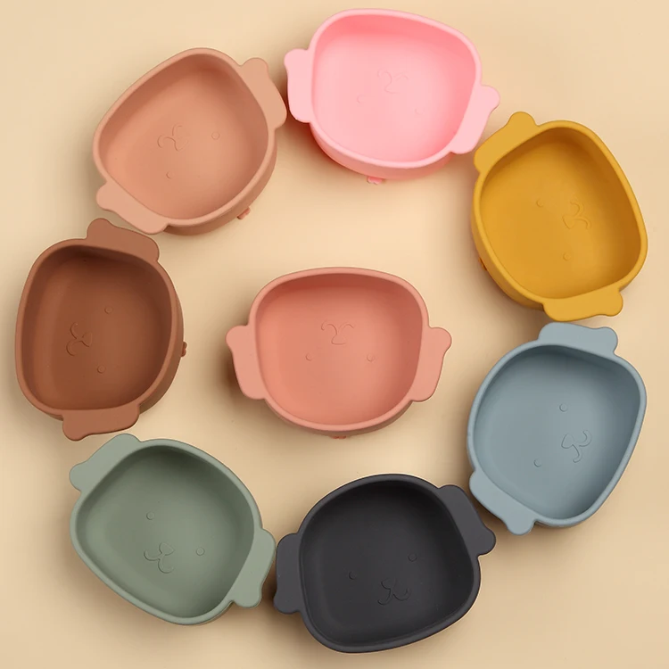 Custom Baby Bowl Puppy-Shaped Silicone Heating Bowl Latex-Free with Suction Upward for Baby Feeding