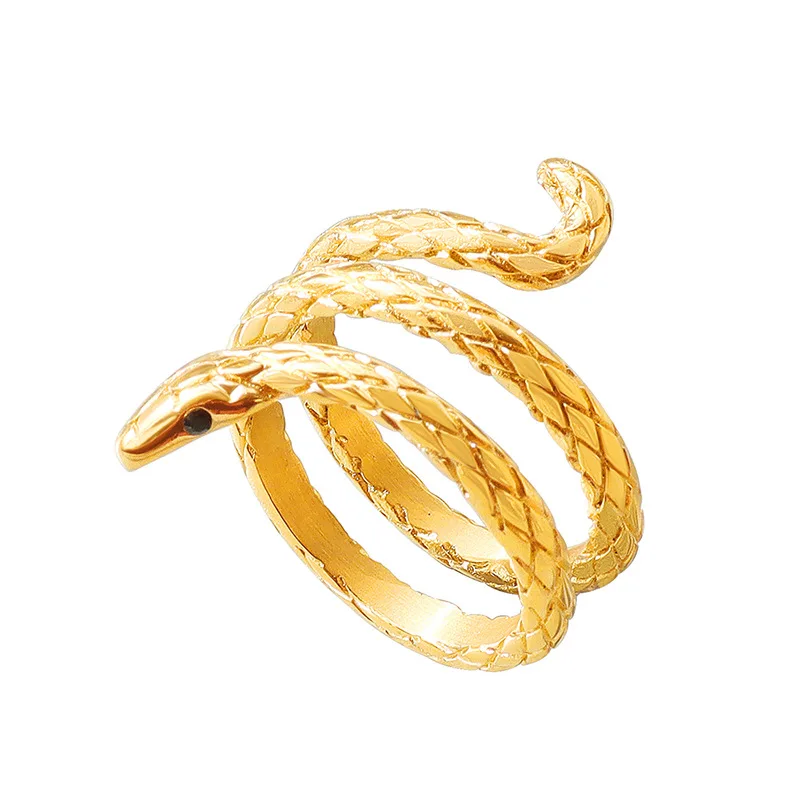 

Waterproof Jewelry Vintage Stainless Steel 18K Gold Plated Spiral Layered Open Finger Rings For Ladies