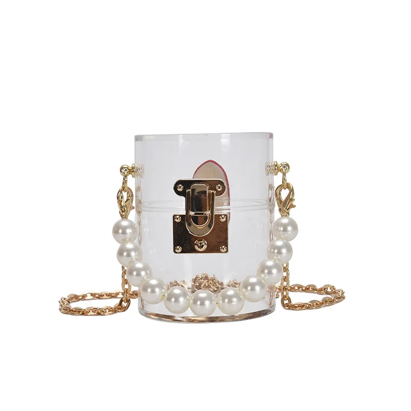 

Evening Bag Transparent Acrylic Crossbody tote Banquet Purse Chain handbags Pearl Handle Clear Clutch for Women, Customized