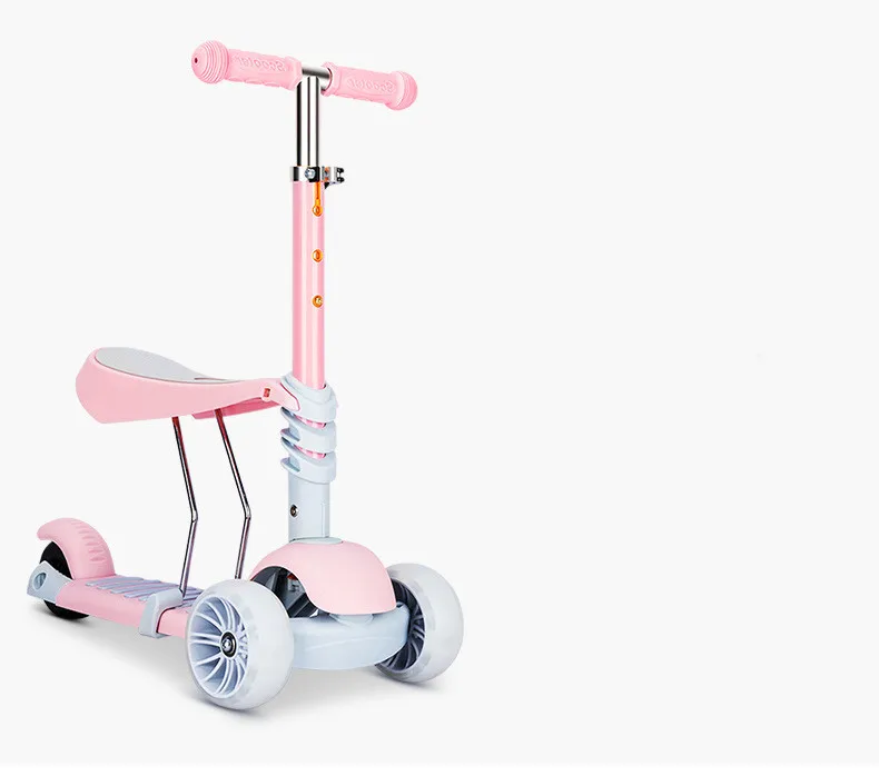 

Best Quality Trick Scooter Flashing Baby Toys Kick Scooter Child Scooter Wholesale 3 in 1 1 *76*24MMPVC Wheel Plastic + Iron TPR