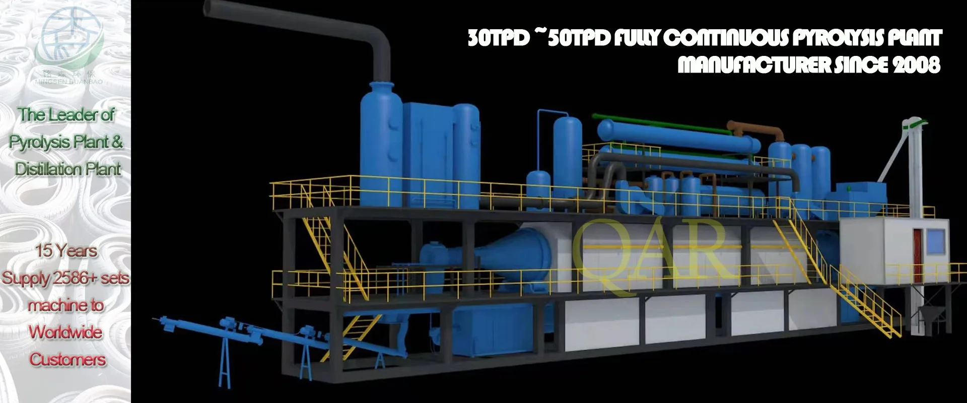 Fully continuous pyrolysis plant