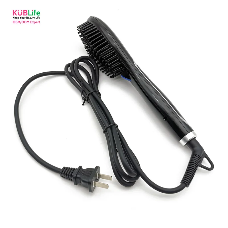 

Electric LED hair straightening comb ionic technology men beard straightener brush styling tools