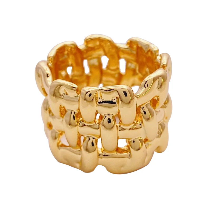 

Big Drum Ring Irregular Woven 18K Gold Plated Trendy Ring with Wholesale Price