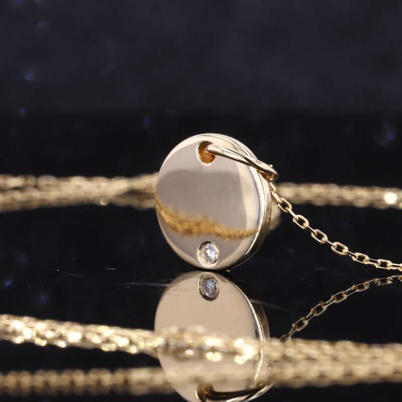 

Starsgem New Design round moissanite Pendant 14K yellow gold necklace for women