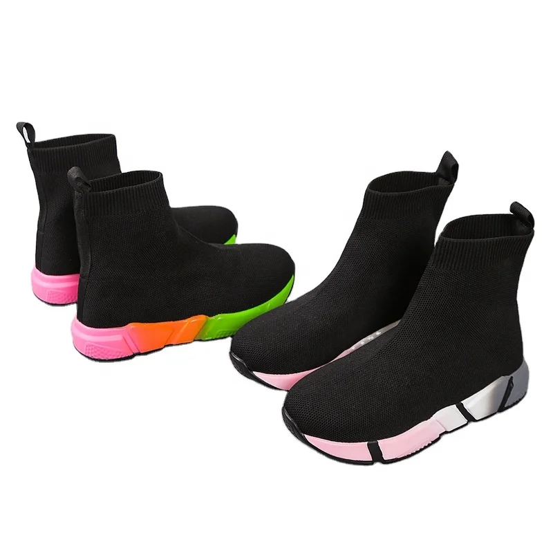

New Arrival Fashion Trainers Stretch Fabric Slip-on Walking Sport Shoes ladys sneakers Colorful Running Shoes, Black powder / black color