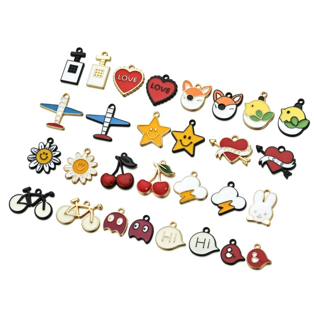 

Fashion DIY Multi-style Colorful Enameled Alloy star Heart Cherry Charms Pendants Hand-Made Jewelry Women Making accessories, Picture show
