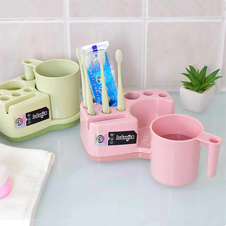 

Bathroom Toothbrush Holder Gargle Cup Plastic Creative Family Wash Toothbrush Stand Toothpaste Tooth Cup Storage Set