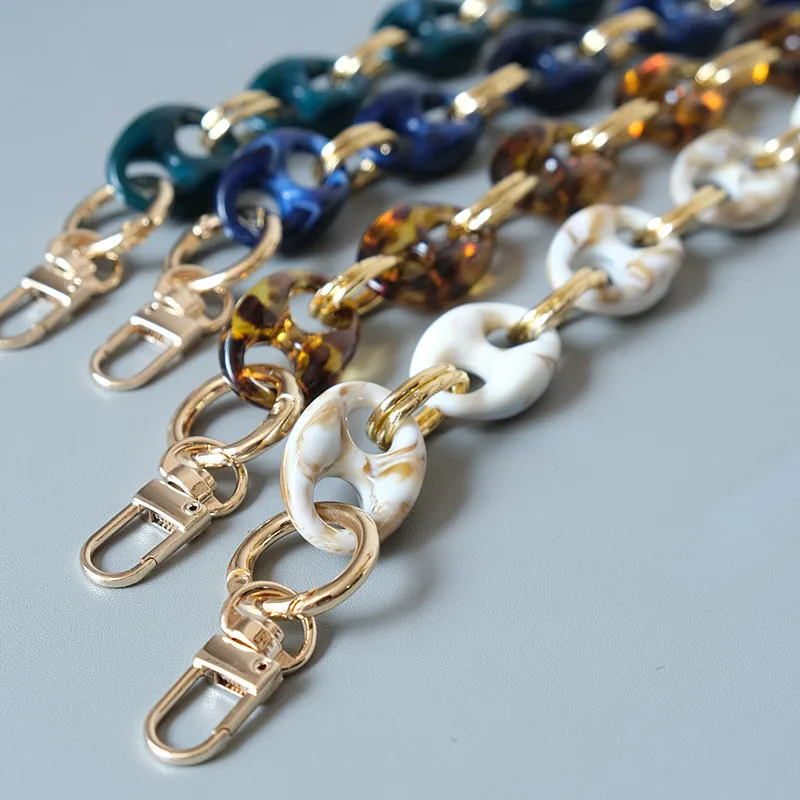 

ZONESIN New Fashion Woman Bag Accessory Parts Leopard Candy Beige Blue Acrylic Resin Metal Chain Strap, 4 colors in stock