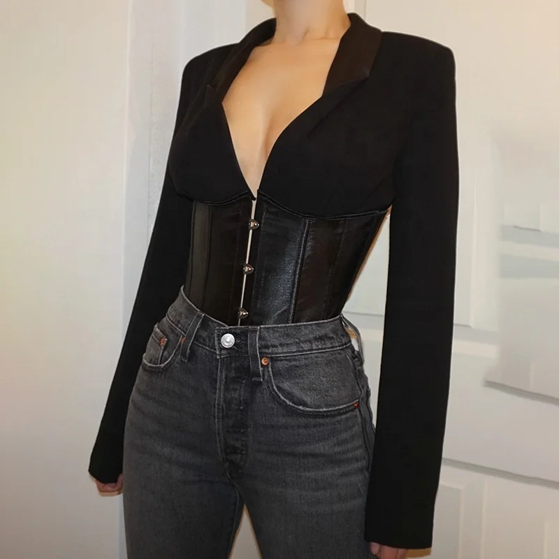 wholesale women tight tops long sleeve blouses 2020 sexy adult ladies mature corset