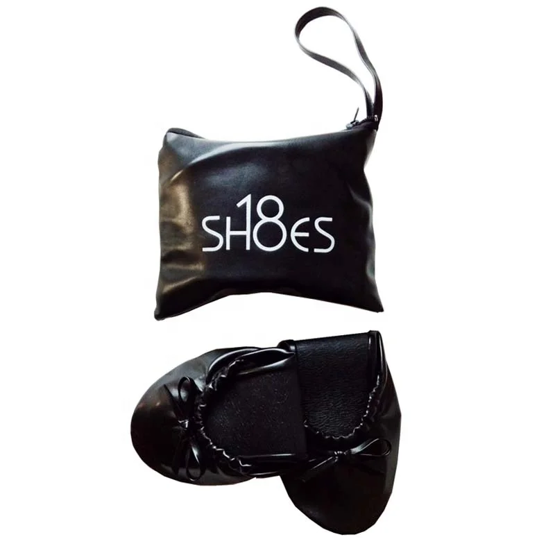 
Top selling girls folding wedding gift ballet flats with private logo printed foldable ballet flat wholesale 