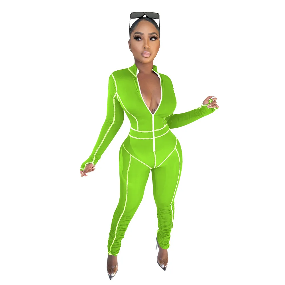 

Bandage Fashion Stackwork Long Sleeve Women Jumpsuits, Picture shown