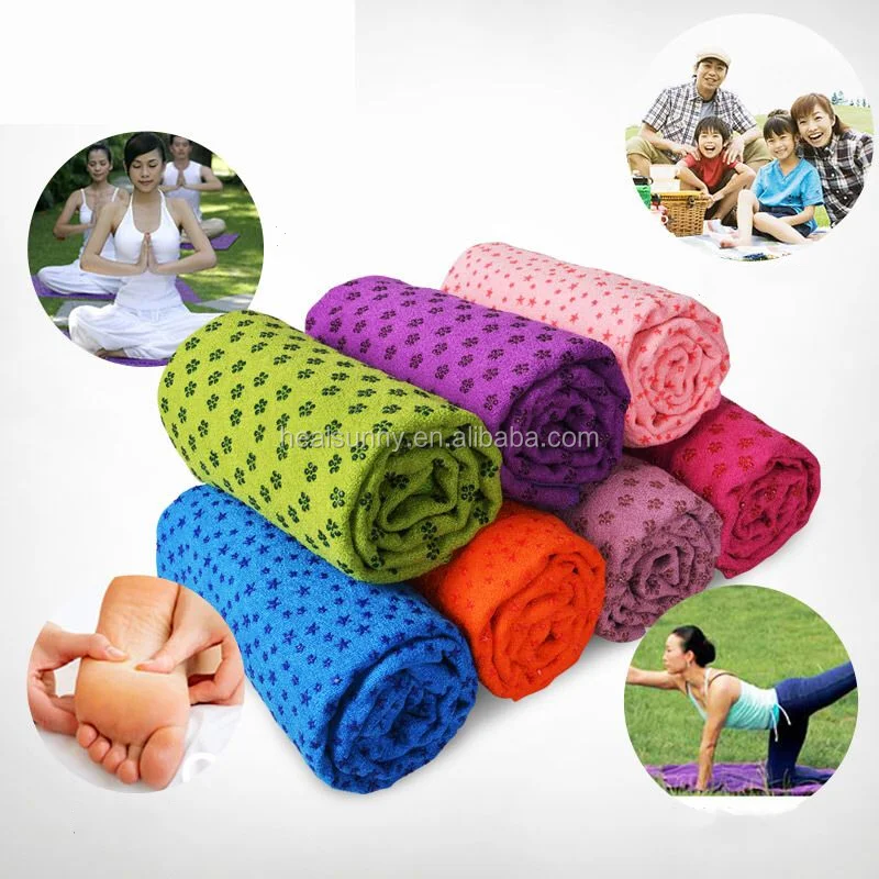 

Custom Hot Yoga Mat Towel Texture Absorbent Odorless Microfiber Hot Yoga and Pilates Yoga Towel Non Slip, Support customized color