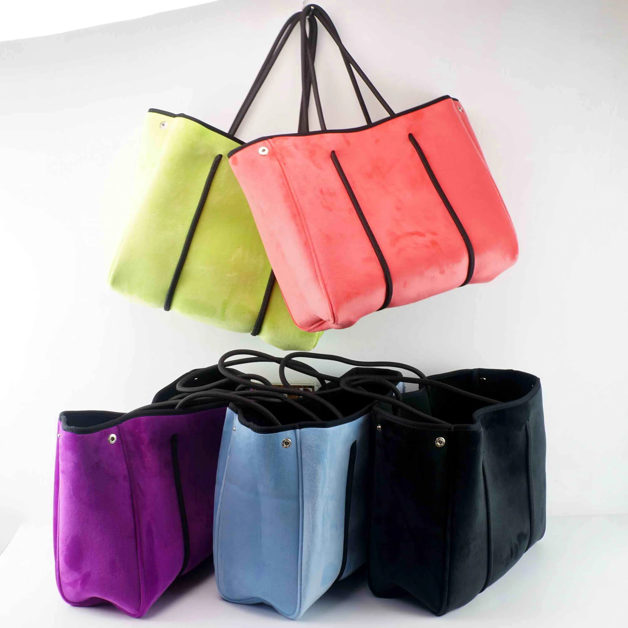 

Velvet Neoprene Bag Waterproof Soft Tote Handbag Trendy Noprene Fall Handbag Purse