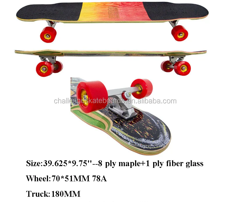 8 Ply Canadian Maple And Fiberglass Custom Pro Longboard Skateboard