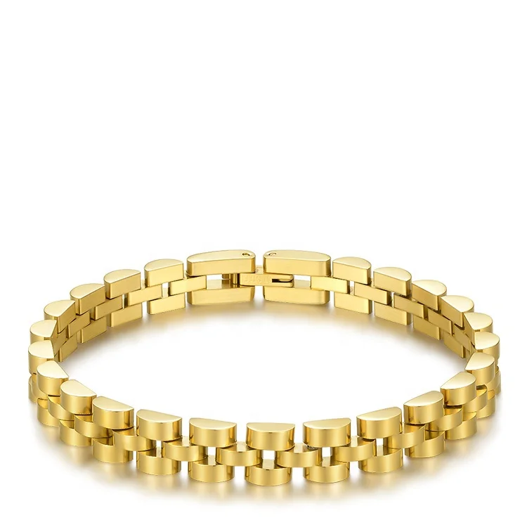 

High Quality 18K Gold Plated Stainless Steel Watchband Shape Bracelet B202165