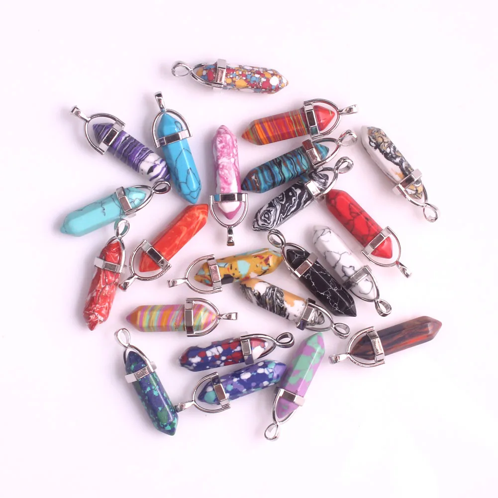 

Natural Quartz Agate Pendant Hexagonal Column Crystal Pendants