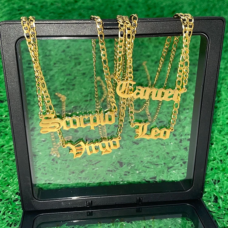 

Cuban chain water-resistant stainless steel horoscope zodiac necklace
