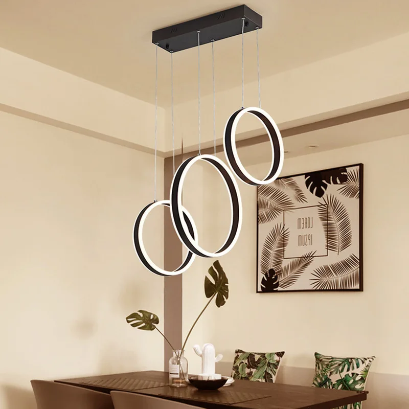 Dining Chandelier Modern Simple Creative Household Circle Ring Living Room Dining Room Nordic LED Restaurant Lamps