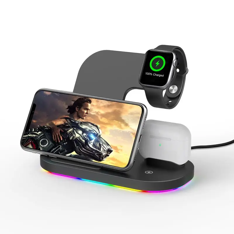 

3 in 1 wireless charger standing dock station, Black