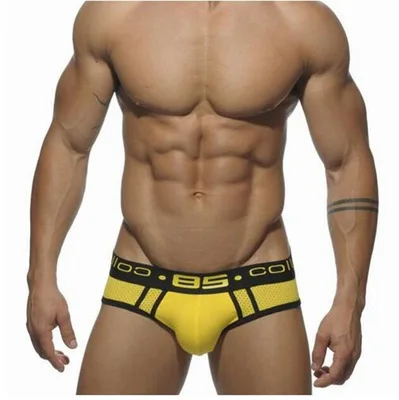 

Best Selling Cotton Mesh Low Rise Multi Color Soft Men's Underwear Briefs, Black,yellow,white