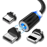 

3 in 1 magnetic USB data line 1M 2M fast charging Magneto-suction cable for mobile phones magnetic USB Cable Quick charging 2A
