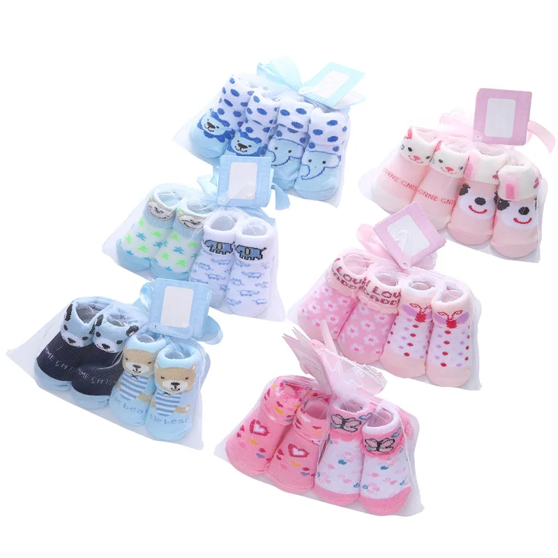 

Wholesale Cute Infant Comfortable Shoe Shape 2 Pairs Newborn Gift Set Baby Socks