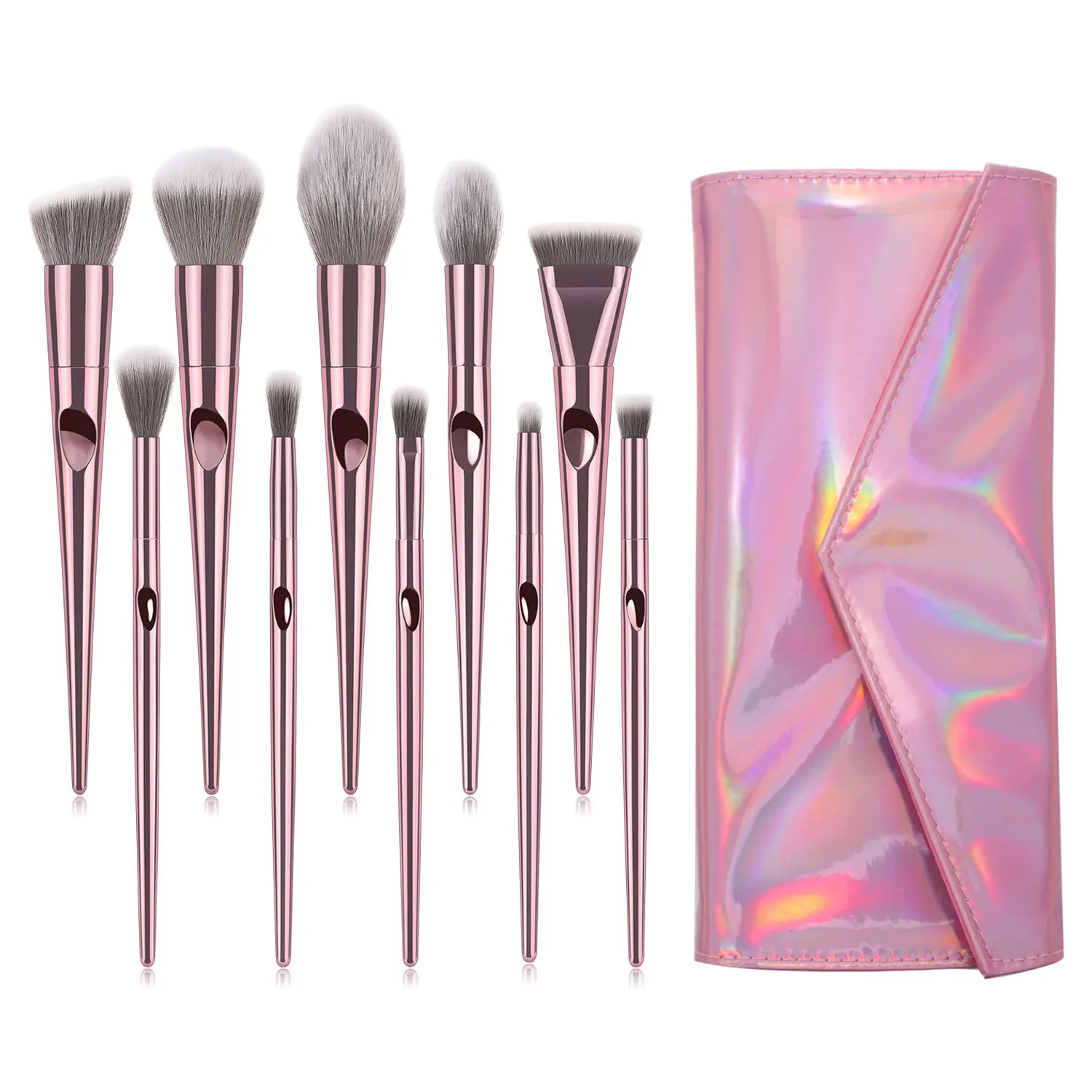 

10Pcs Eye Makeup Brushes Set Rose Gold Soft Makeup Brush For Powder Blush Eyeshadow Blending Brushes Cosmetics Beauty Kit