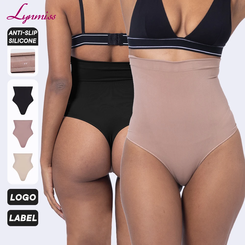 Wholesale Women's High Waist Firm Control Thong Shapewear Panties Seamless Bodysuit with Nylon Spandex Fabric