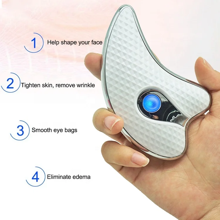 

Electric Face Massager Microcurrent Vibration Gua Sha Scraping Massage Tool, White, pink