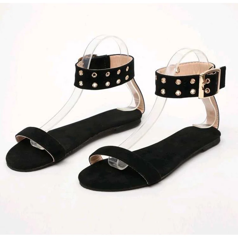 

2021 Woman Casual Sandals Female Transparent Beach Flats Ladies Buckle Metal soft flat Shoes slippers roman summer flat Sandals