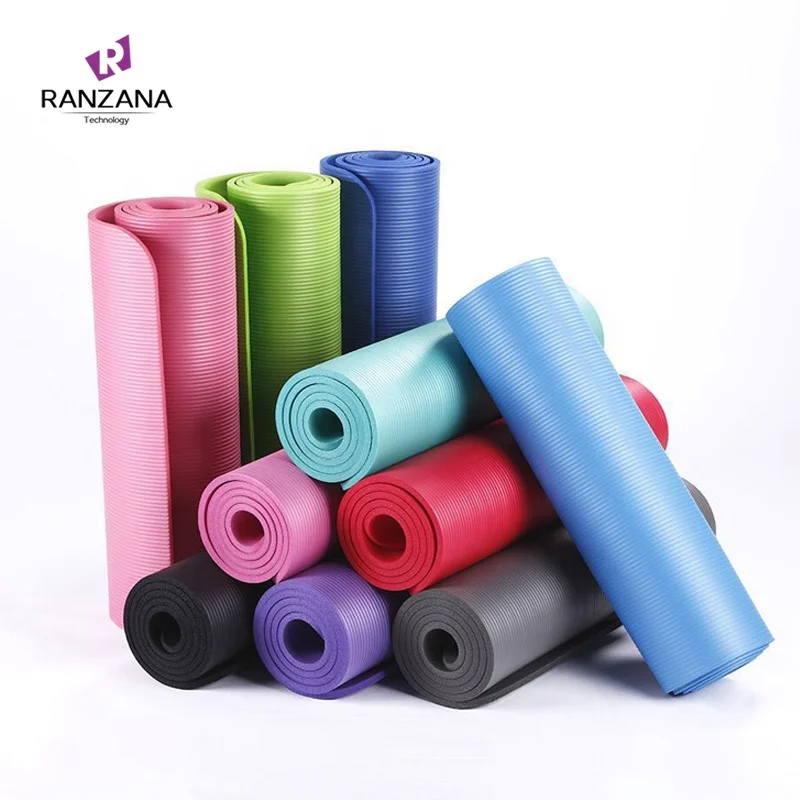 

High Density Yoga Mat NBR 10mm anti-slip Eco Friendly Custom Pilates NBR Yoga Mat Including Yoga Mat Straps, Multiple