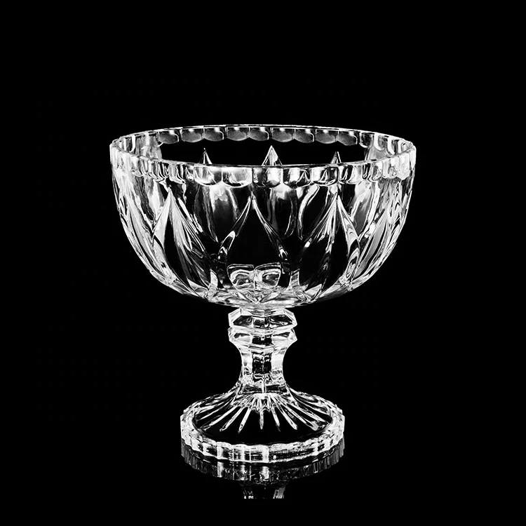 

wholesale glassware clear crystal glass footed fruit bowl for home decorative, Transparent