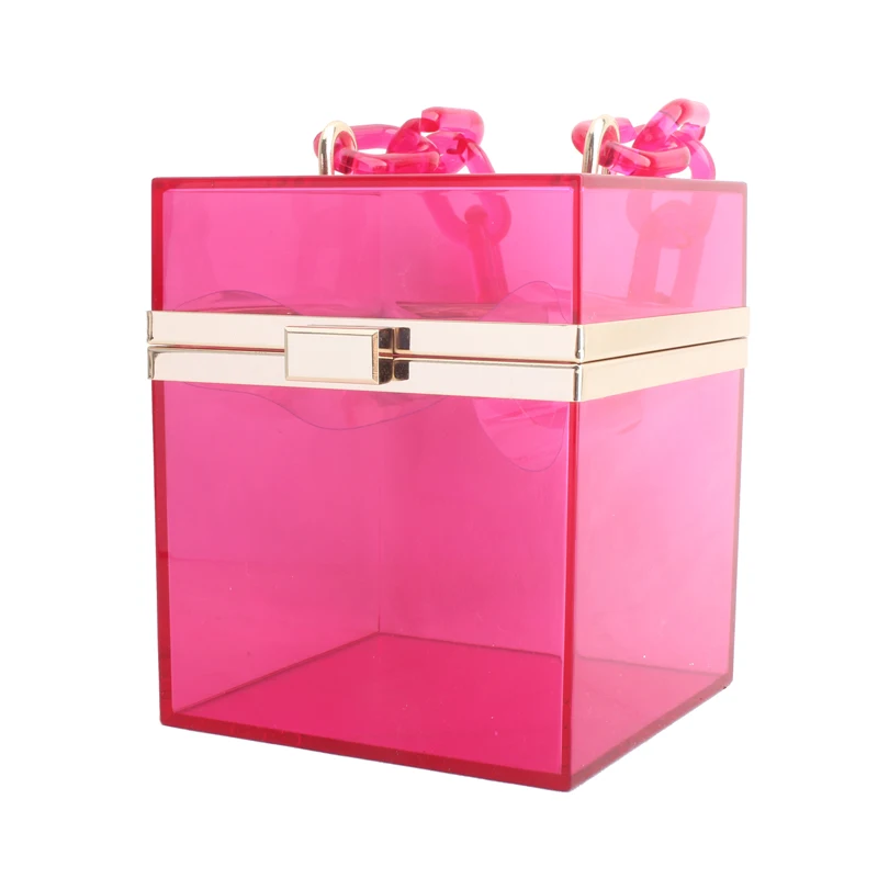 

2020 Summer New Fashion Transparent Design PVC Jelly Bag Small Square Box Purse Acrylic Handbag Women