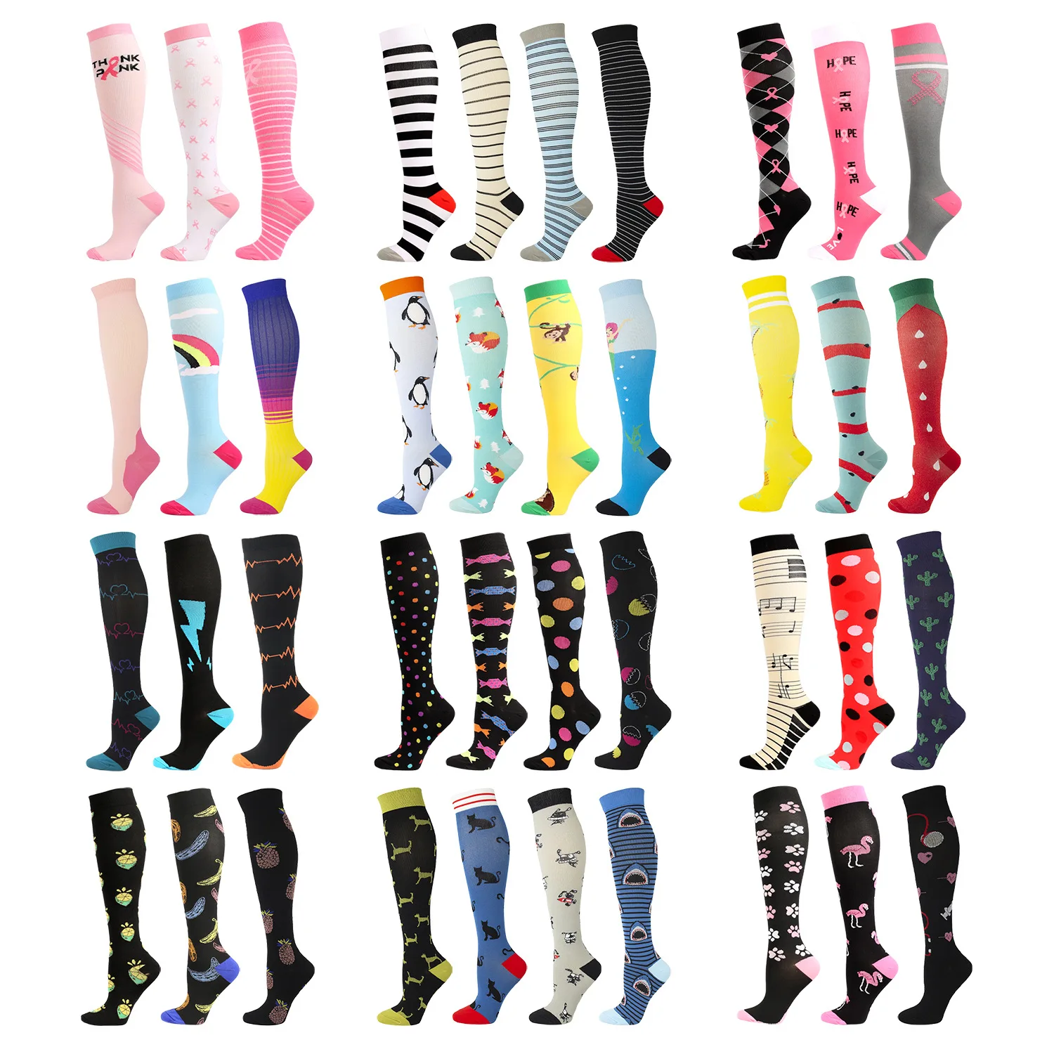 

Custom 20-30mmhg Sport Medical Knee High Running Cycling Nurse Football Compression Socks, Custom color