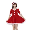 Female adult sexy lovely red high-grade velvet performance party dress Christmas dress Cos play sexy latex costumes